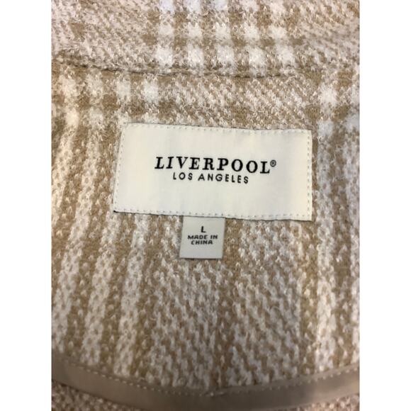 Liverpool Women's L Cream Tan Plaid Relaxed Fit Boyfriend Blazer Jacket G30-17 - Picture 6 of 7